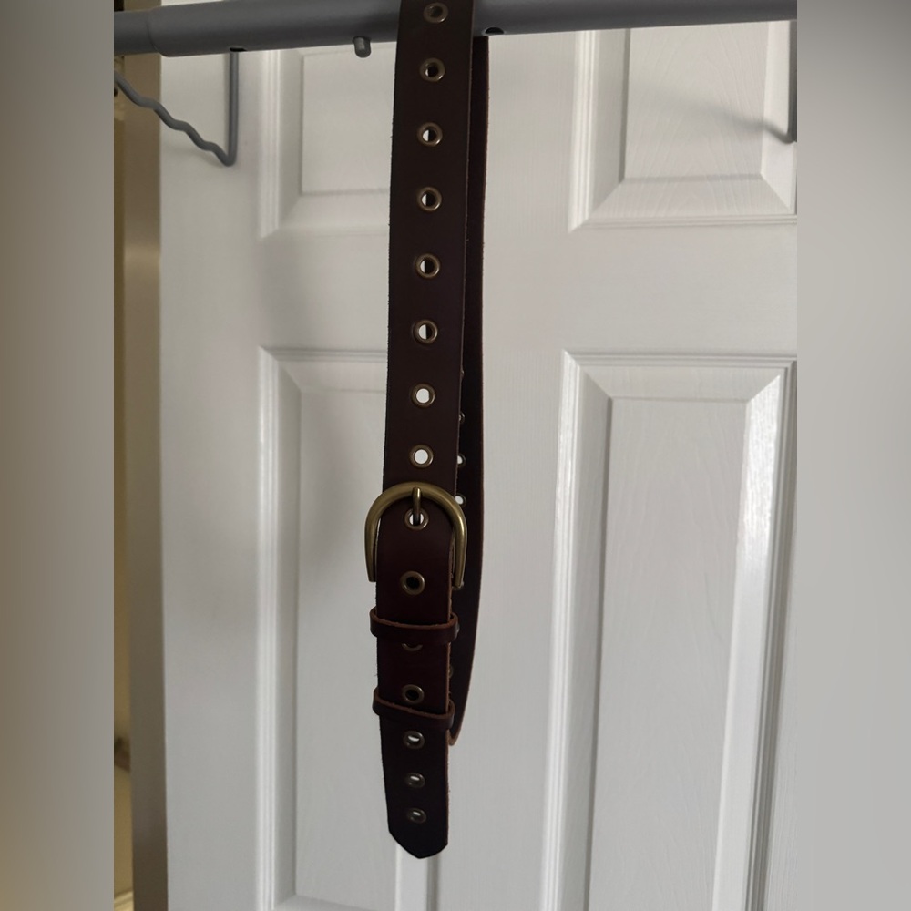 Frye Dark Brown Leather Bracelet with Brass Detail